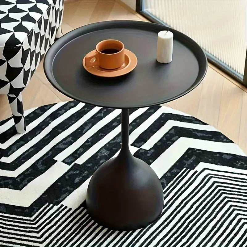 Casual Small Coffee Table for Living Room - Metal Pedestal Base