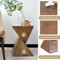 Concrete Side Table Faux Marble Pedestal Stand