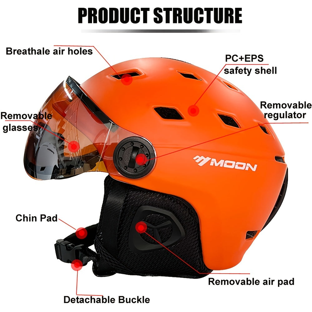 Ski Helmet with Goggles and PC+EPS Snow Gear