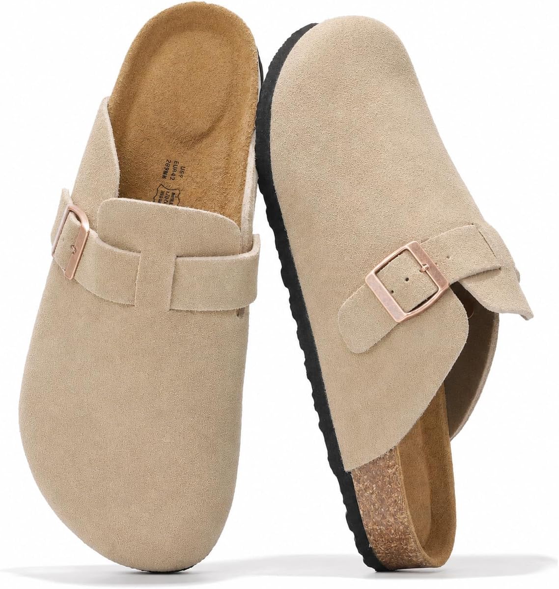 Project Cloud Mens Clogs - 100% Full Grain Genuine Leather Clogs for Men with Memory Foam Insole and Arch Support Natural Cork Footbed - Non Slip Mules Mens Slippers (Brooklyn)
