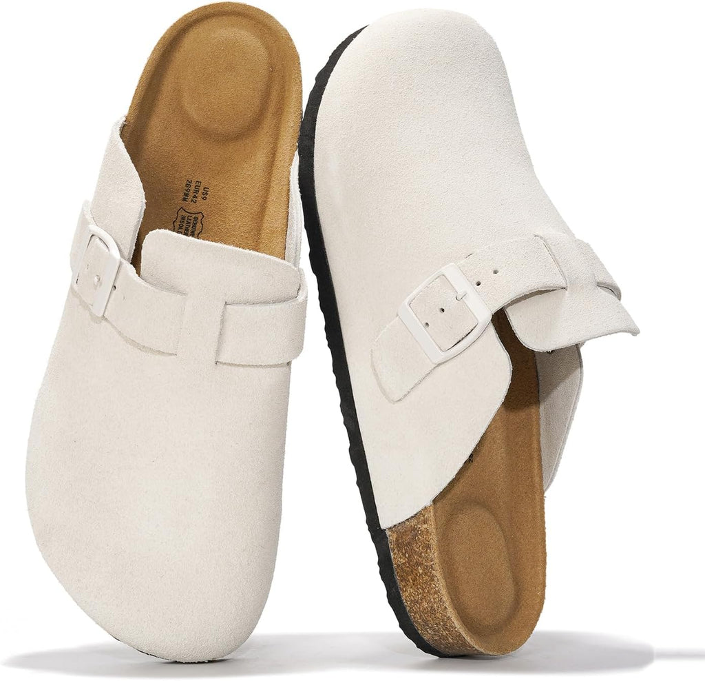 Project Cloud Mens Clogs - 100% Full Grain Genuine Leather Clogs for Men with Memory Foam Insole and Arch Support Natural Cork Footbed - Non Slip Mules Mens Slippers (Brooklyn)
