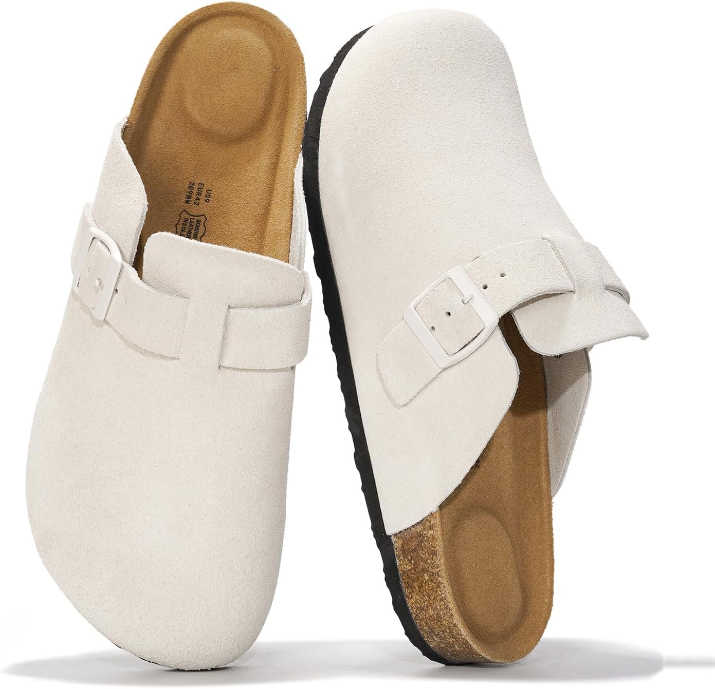 Project Cloud Mens Clogs - 100% Full Grain Genuine Leather Clogs for Men with Memory Foam Insole and Arch Support Natural Cork Footbed - Non Slip Mules Mens Slippers (Brooklyn)