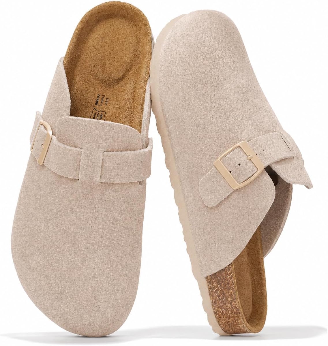 Project Cloud Mens Clogs - 100% Full Grain Genuine Leather Clogs for Men with Memory Foam Insole and Arch Support Natural Cork Footbed - Non Slip Mules Mens Slippers (Brooklyn)