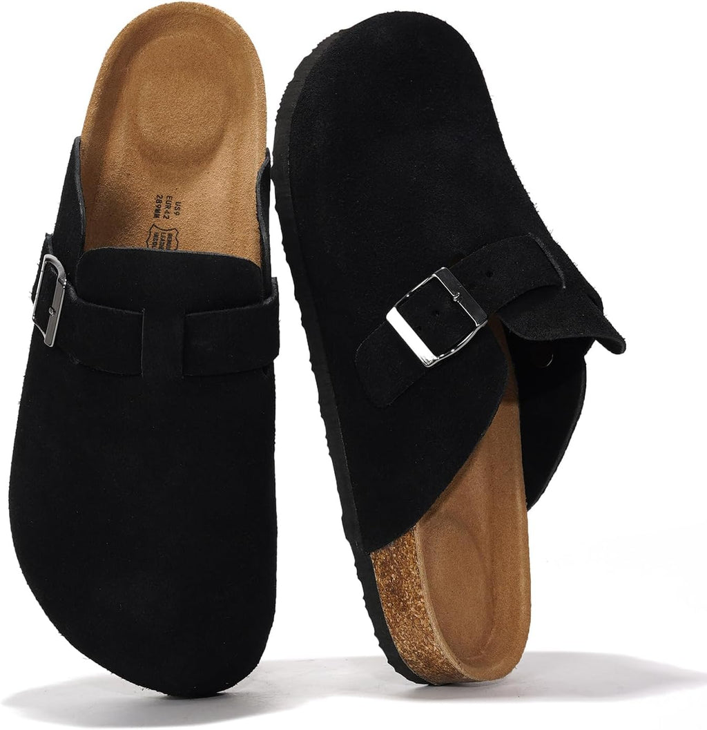 Project Cloud Mens Clogs - 100% Full Grain Genuine Leather Clogs for Men with Memory Foam Insole and Arch Support Natural Cork Footbed - Non Slip Mules Mens Slippers (Brooklyn)