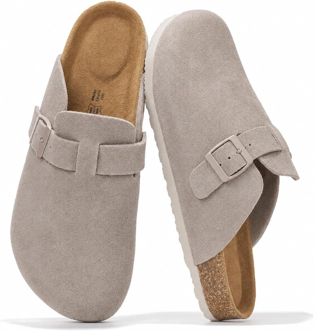 Project Cloud Mens Clogs - 100% Full Grain Genuine Leather Clogs for Men with Memory Foam Insole and Arch Support Natural Cork Footbed - Non Slip Mules Mens Slippers (Brooklyn)