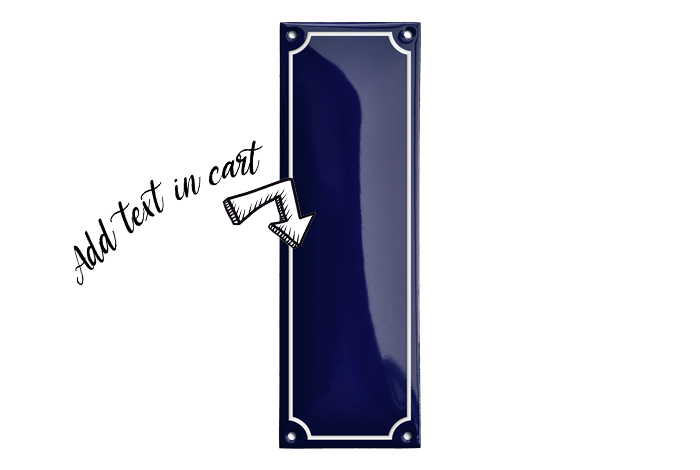 Blue Enamel Sign 7 x 21 cm (2¾" x 8¼")