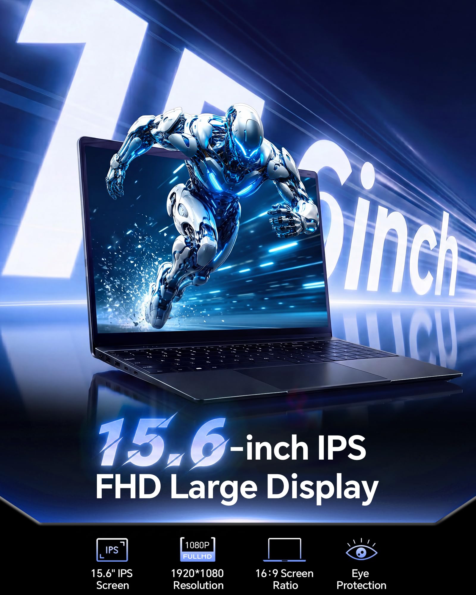 15.6 Inch Laptop with AI, Office 365, 12GB RAM 256GB SSD, Quad-Core Processor, Win 11 Home Laptops Computer, IPS FHD, 180°Viewing, Type-C, WiFi 5, BT4.2, Portable Thin Business Student Laptops