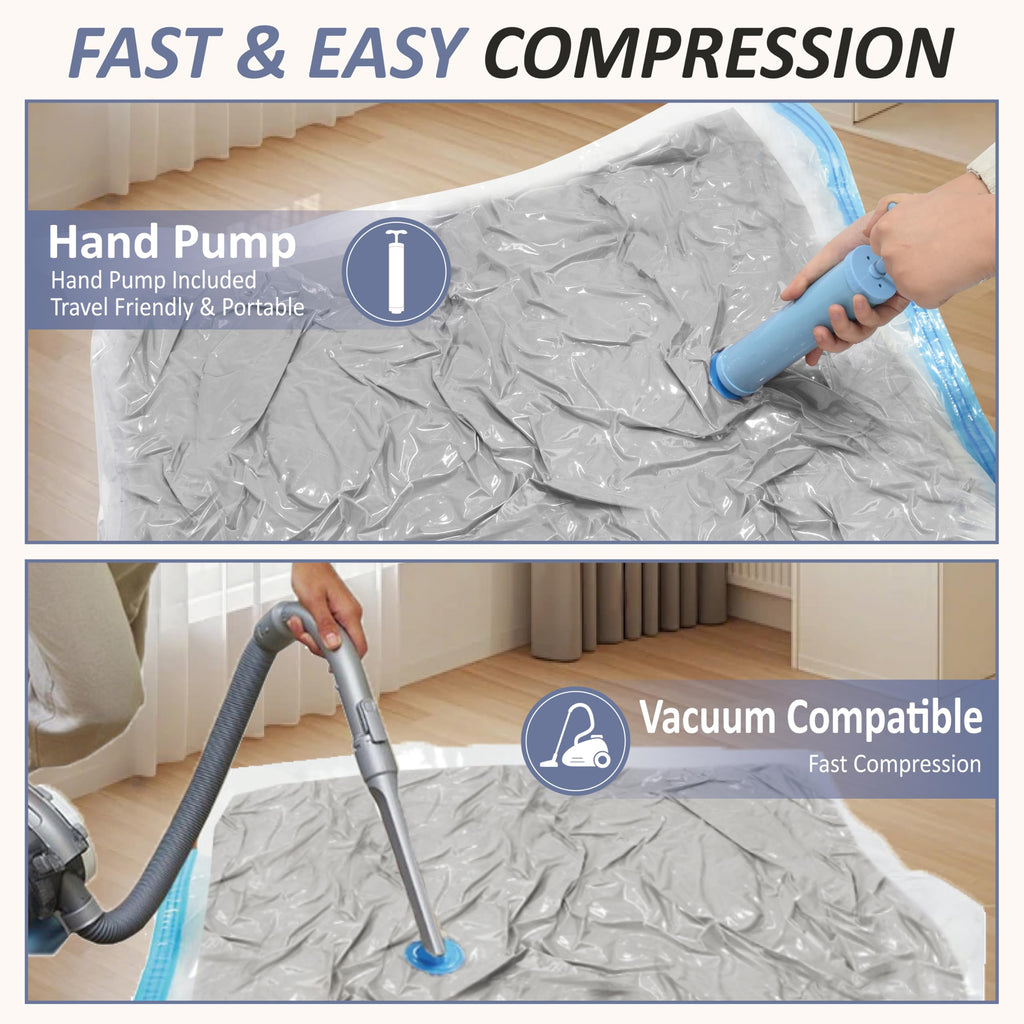 Cozy Essential Vacuum Storage Bags, 80% Compression Vacuum Seal Space Saver Plastic Packaging Bags for Clothes, Blankets, Pillow, Bedding, Comforters, Sealer Clothing Storage,20 Combo