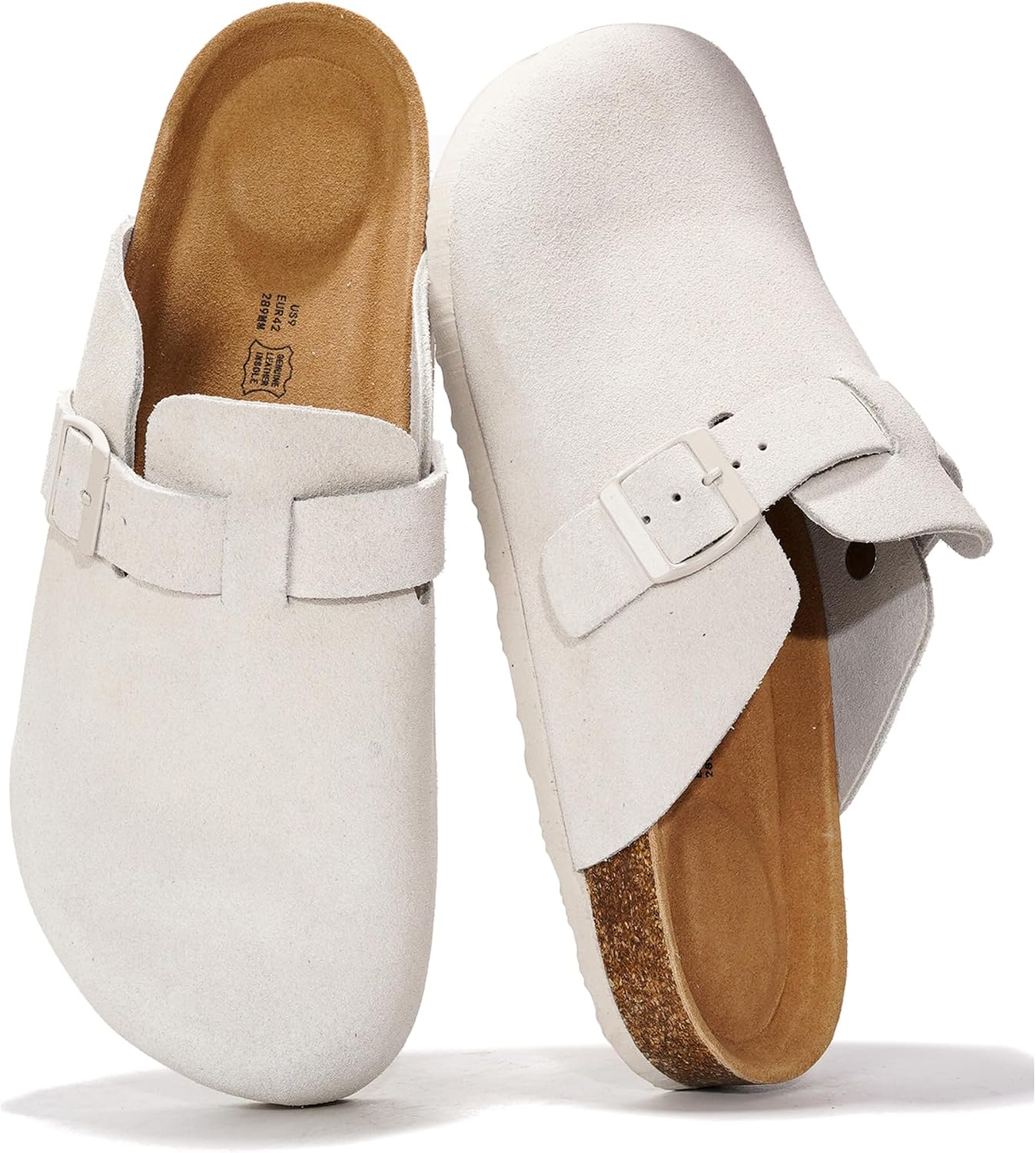 Project Cloud Mens Clogs - 100% Full Grain Genuine Leather Clogs for Men with Memory Foam Insole and Arch Support Natural Cork Footbed - Non Slip Mules Mens Slippers (Brooklyn)