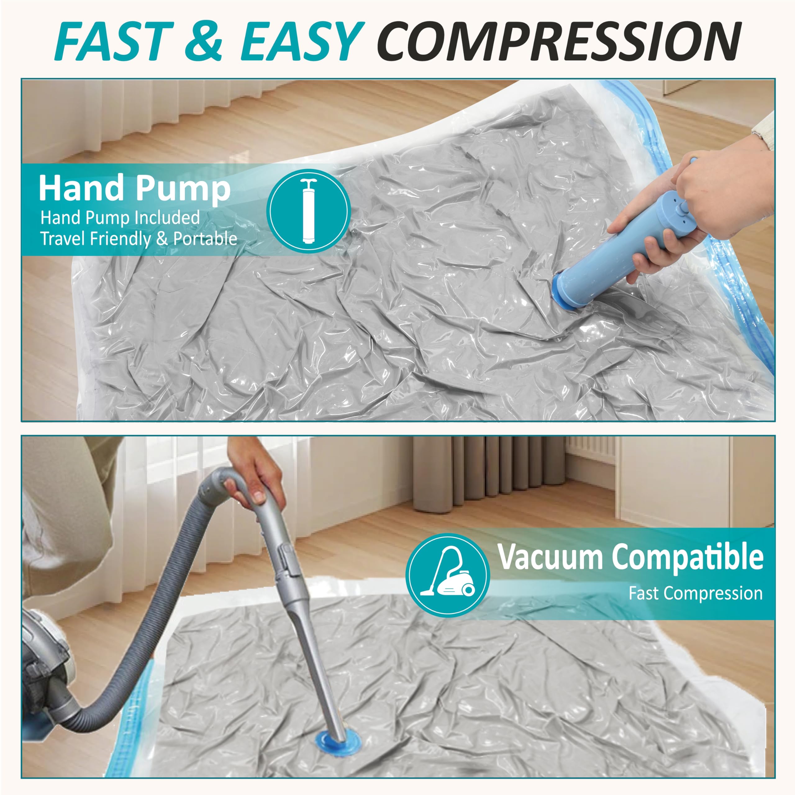 Cozy Essential Vacuum Storage Bags, 80% Compression Vacuum Seal Space Saver Plastic Packaging Bags for Clothes, Blankets, Pillow, Bedding, Comforters, Sealer Clothing Storage,20 Combo