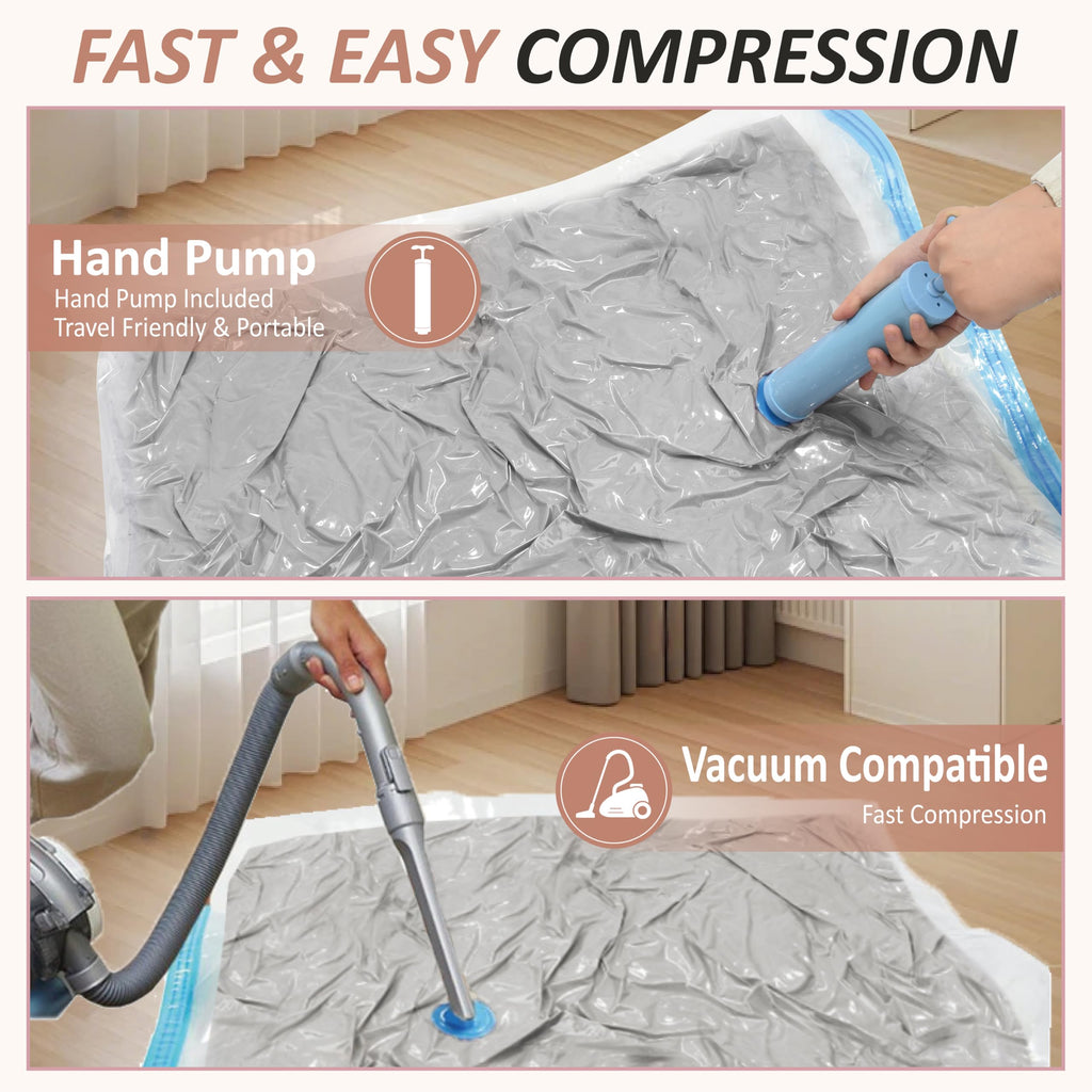 Cozy Essential Vacuum Storage Bags, 80% Compression Vacuum Seal Space Saver Plastic Packaging Bags for Clothes, Blankets, Pillow, Bedding, Comforters, Sealer Clothing Storage,20 Combo