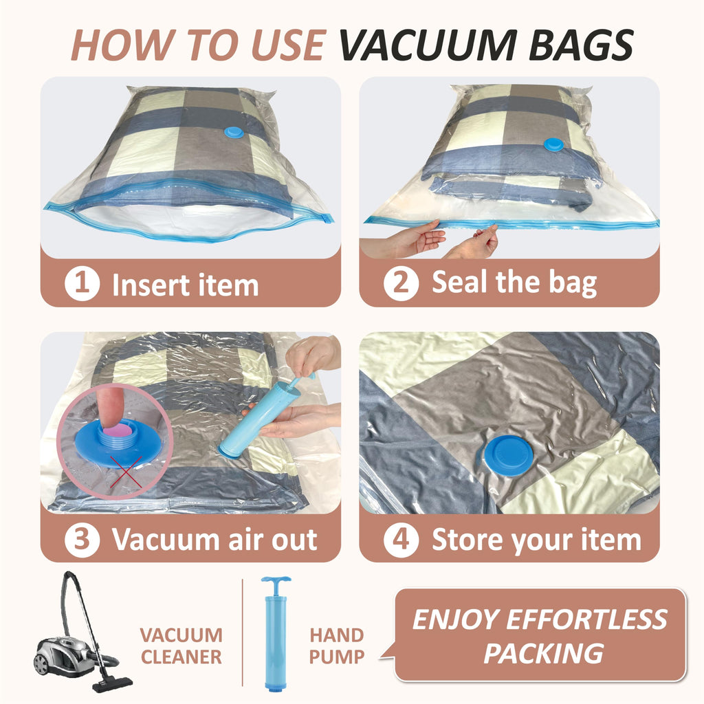 Cozy Essential Vacuum Storage Bags, 80% Compression Vacuum Seal Space Saver Plastic Packaging Bags for Clothes, Blankets, Pillow, Bedding, Comforters, Sealer Clothing Storage,20 Combo