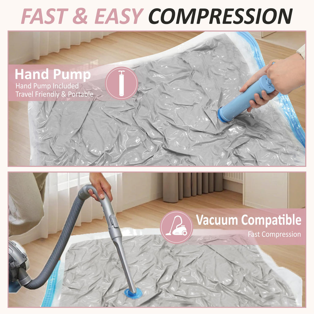 Cozy Essential Vacuum Storage Bags, 80% Compression Vacuum Seal Space Saver Plastic Packaging Bags for Clothes, Blankets, Pillow, Bedding, Comforters, Sealer Clothing Storage,20 Combo