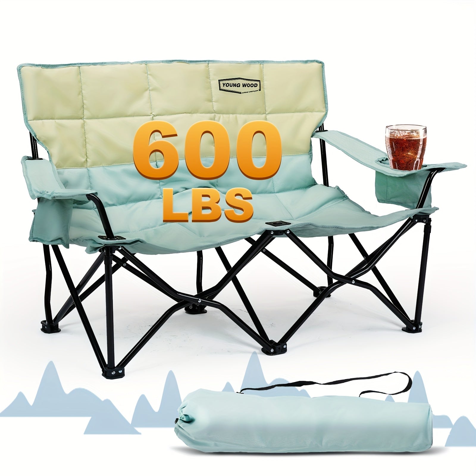 Double Camping Chair 2 Person Outdoor Folding Seat