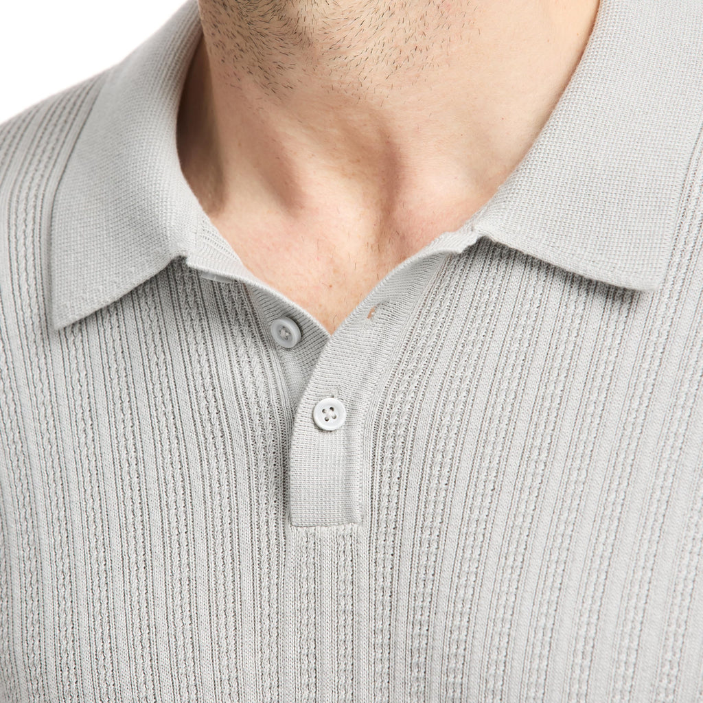 SAKS Fifth Avenue Men's Short Sleeve Vertical Texture Rib Knit Sweater Polo