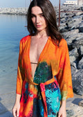Canvas & Chaos Abstract Long Kimono - Multicolor