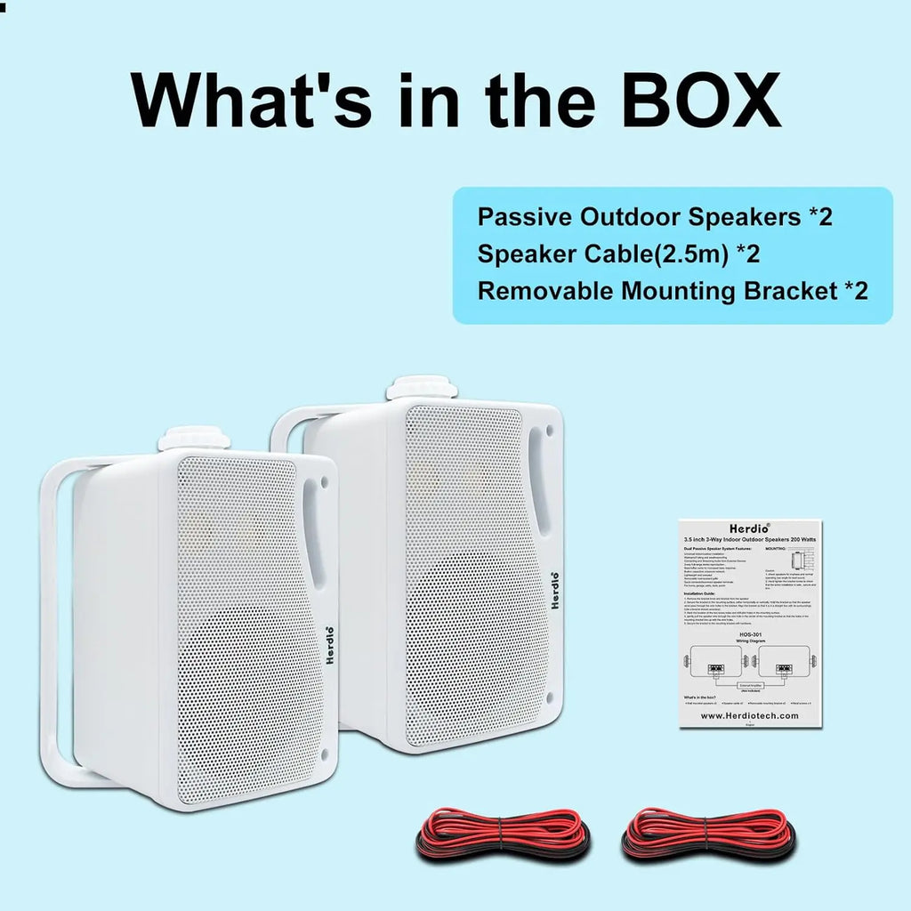 200W Passive Outdoor Speakers Waterproof Marine (White)