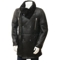 MEN BLACK SHEEPSKIN SHEARLING COAT GENEVA