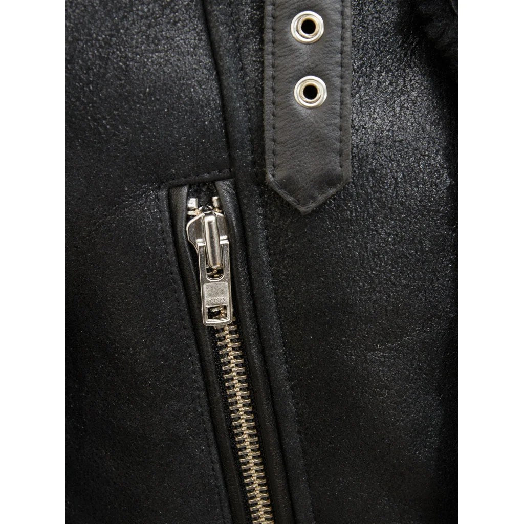 MEN BLACK SHEEPSKIN SHEARLING COAT GENEVA