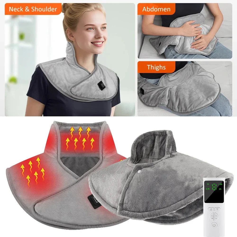 Electric Neck & Shoulder Heating Pad Wrap with Adjustable Heat Settings