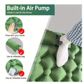 Ultralight Inflatable Camping Sleeping Pad with Built-In Pillow Green