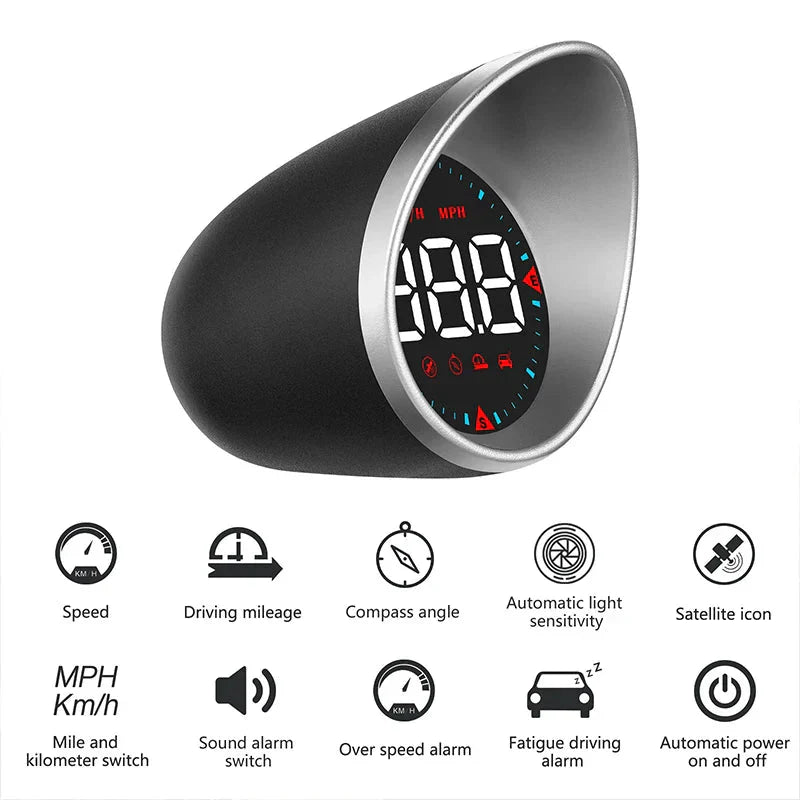 Universal GPS Head-Up Display–Digital Speedometer Black