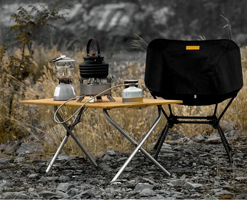 Bamboo Folding Camping Table 2-Fold Brown