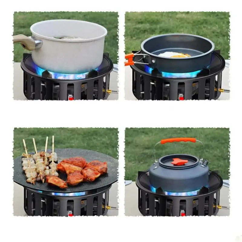 19800W 7-Core Portable Camping Gas Stove – Windproof Outdoor Burner with Electronic Ignition