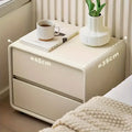 Bedside Table w/ Fabric Drawers - White