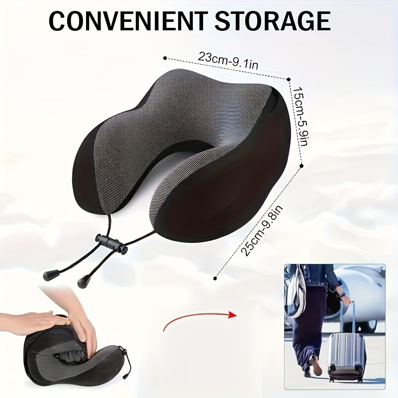 Adjustable Hooded U-Shaped Travel Neck Pillow