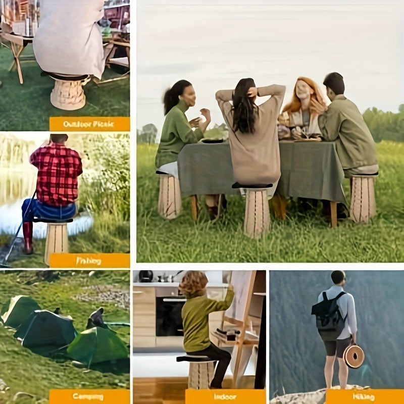 12-Level Folding Stool with PU Cushion Seat