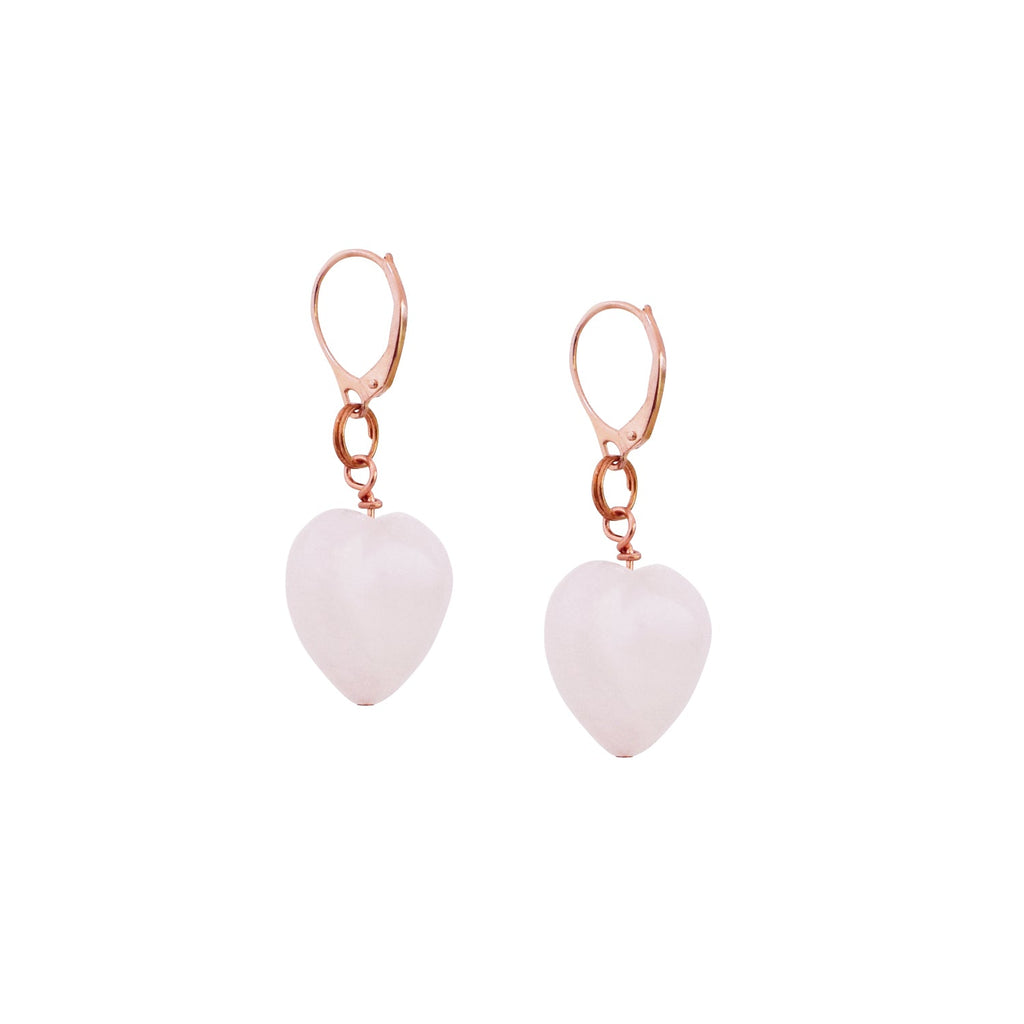Rose Quartz Rose Gold Vermeil Earrings, Heart Gemstone Earrings, Bloom Collection | by nlanlaVictory