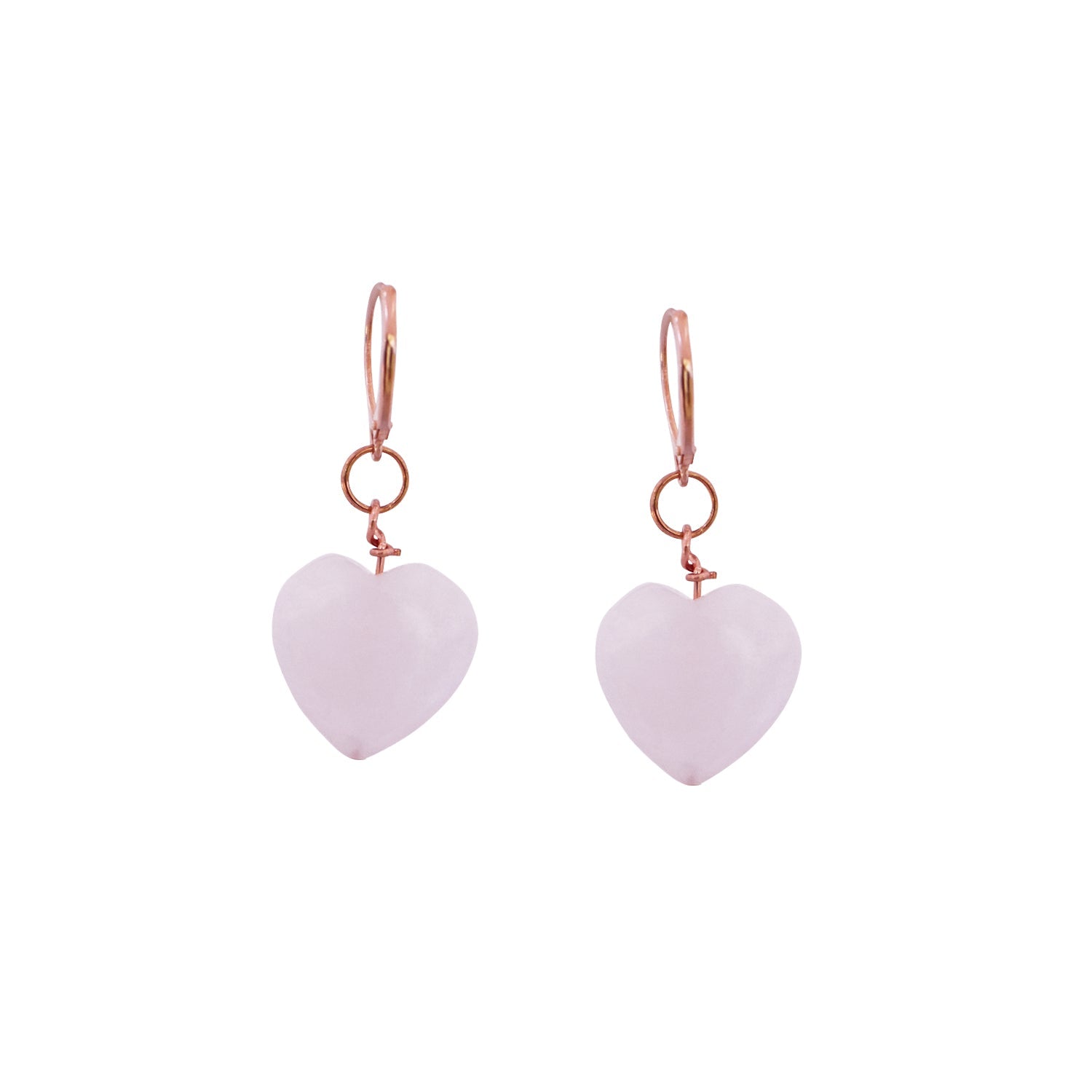 Rose Quartz Rose Gold Vermeil Earrings, Heart Gemstone Earrings, Bloom Collection | by nlanlaVictory