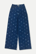 Botanic Print Blue Denim Jeans