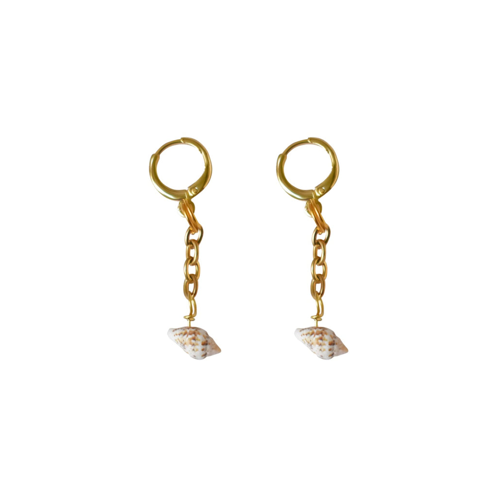 Shell Drop Huggie Earrings | by Ifemi Jewels