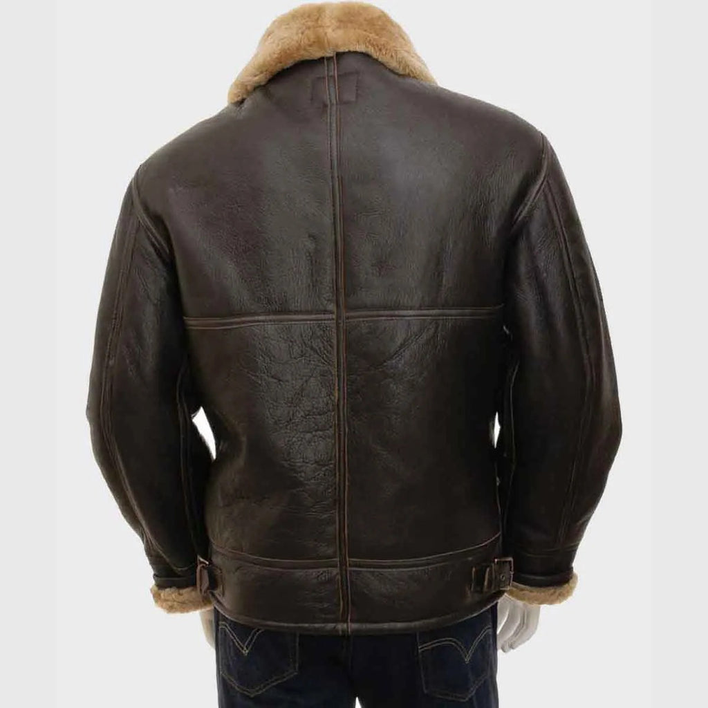 Mens Brown Shearling Leather Jacket - XL