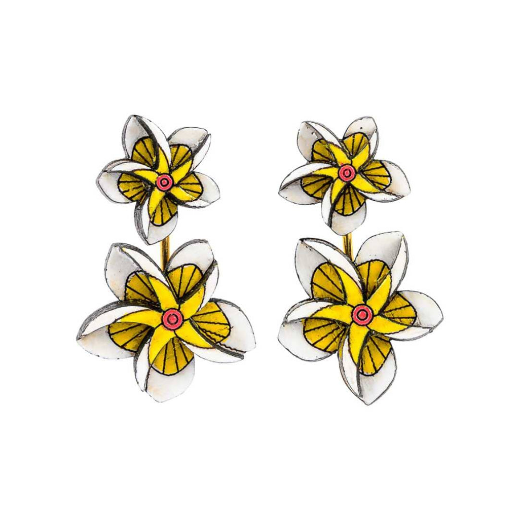 Kamboja Frangipani Reclaimed Wood Earrings