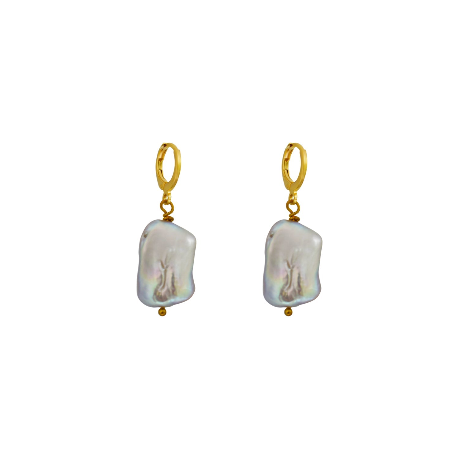 Silver freshwater pearl huggie hoop earrings | by Ifemi Jewels