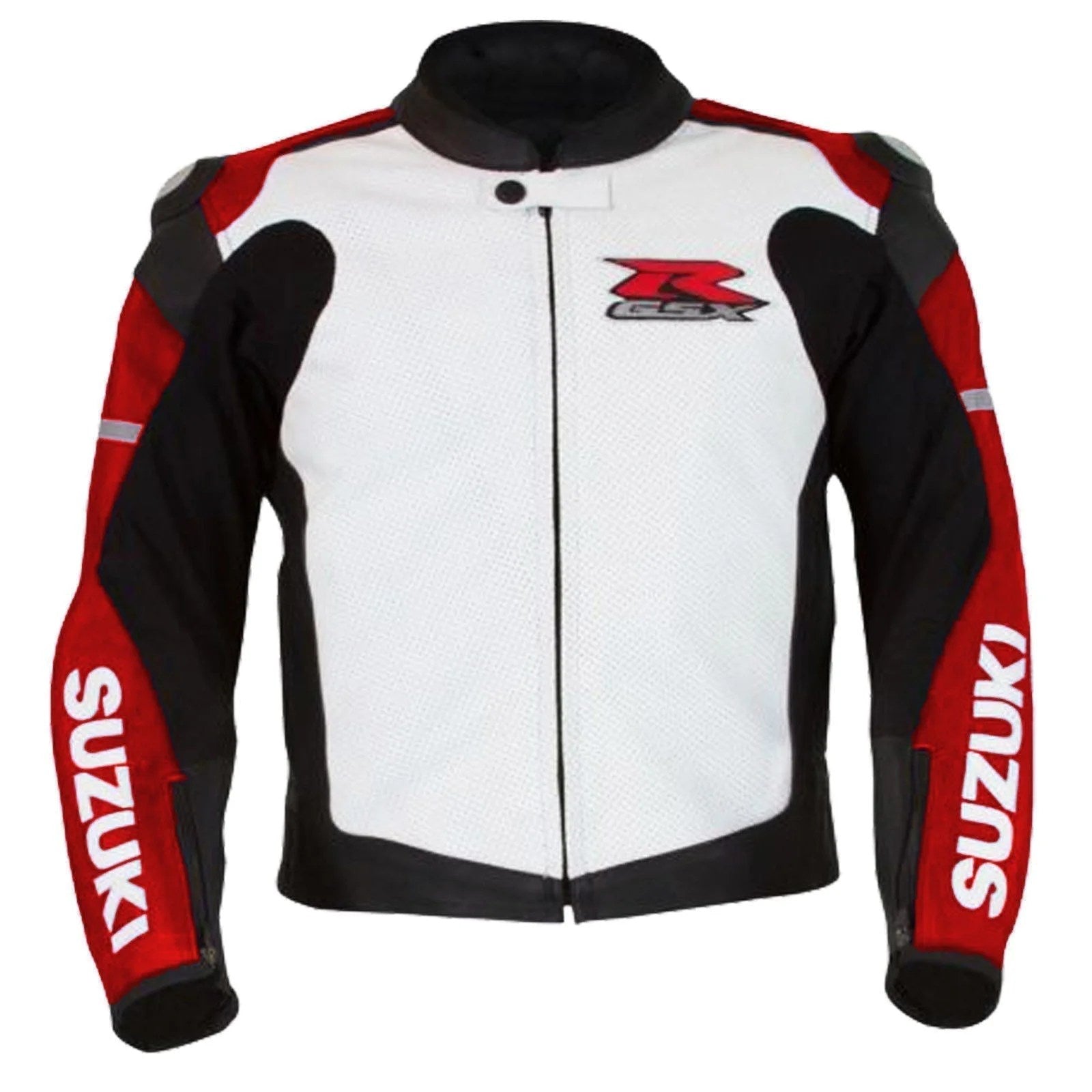 SUZUKI GSXR MOTORCYCLE LEATHER RACING RED JACKET - 5XL